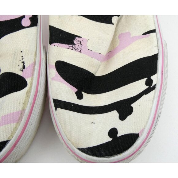 Vans Pink Black White Print Canvas Slip-On Shoes Women's 9.5/Men's 8 - Picture 10 of 15